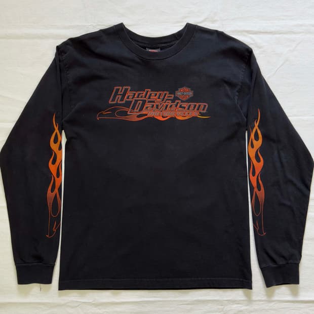 00s 할리데이비슨 플레임 롱슬리브 긴팔 티셔츠 USA