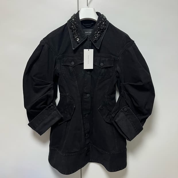 [4]시몬로샤25ss Embellished Sculpted 데님 코트