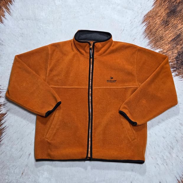 일본 빈티지 던롭 오렌지 자수 후리스 