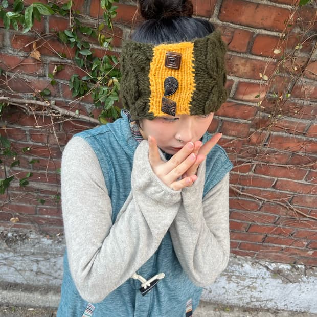 히피무드 단추 케이블 헤어밴드