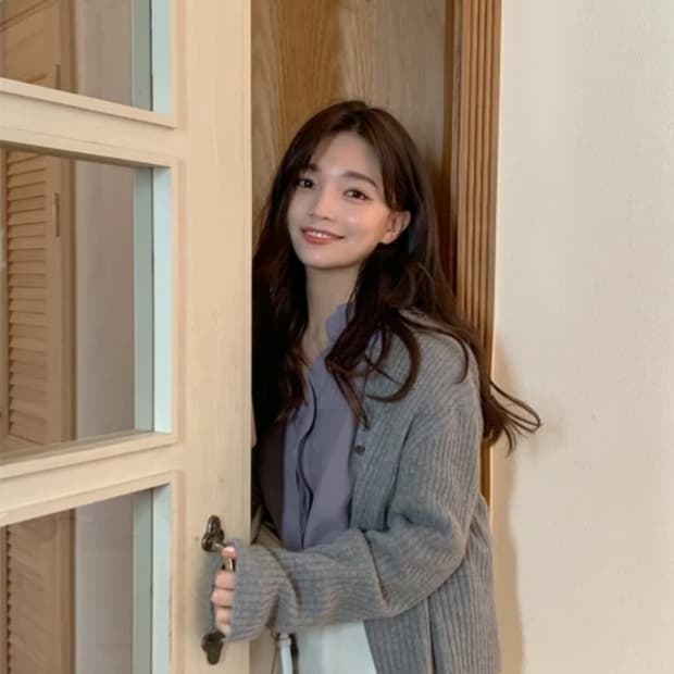 [새상품] 제이엘프 골지 캐시미어가디건 울 브이넥니트가디건