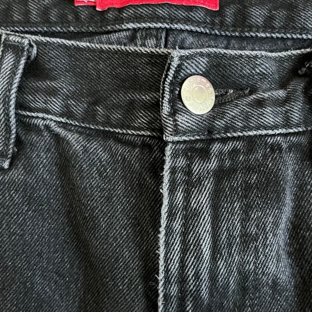 슈프림 배기진 블랙 흑청 32size 25ss