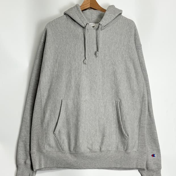챔피온 리버스위브 블루라벨 빈티지 후드 후디 스웻 맨투맨 그레이  L