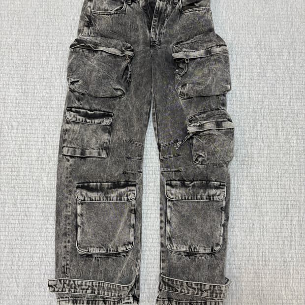 ZARA 유틸리티 포켓 와이드 데님 블랙