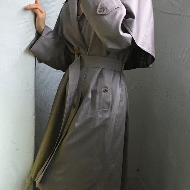 Burberry 버버리 퍼플베이지 케이프 코트