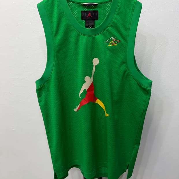 정품) 나이키 조던 그린 메쉬 민소매 티셔츠 L