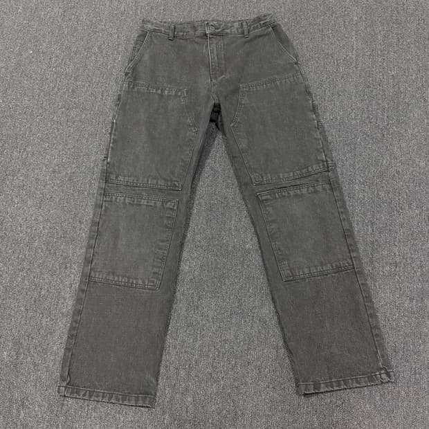 플라스틱 프로덕트 Mpa 더블니 카팬터 블랙 데님팬츠