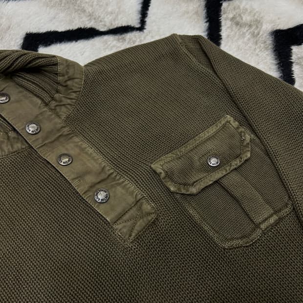 [S]폴로랄프로렌 코만도 숄카라 헤비 니트/빈티키카키