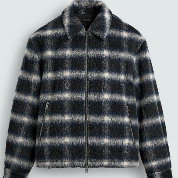 Zara 자라 체크 퍼 자켓 M 새상품