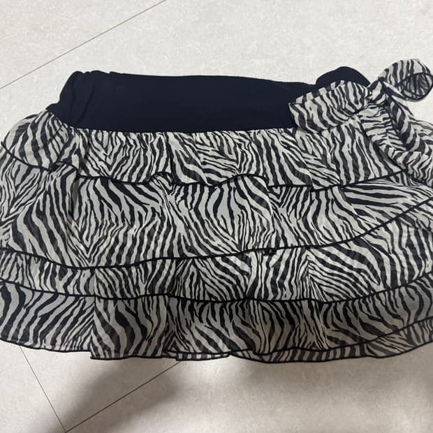 얼룩말 캉캉스커트 티어드스커트 캉캉치마 갸루 지브라 리본