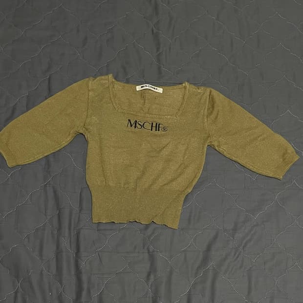 미스치프 7부 카키 니트