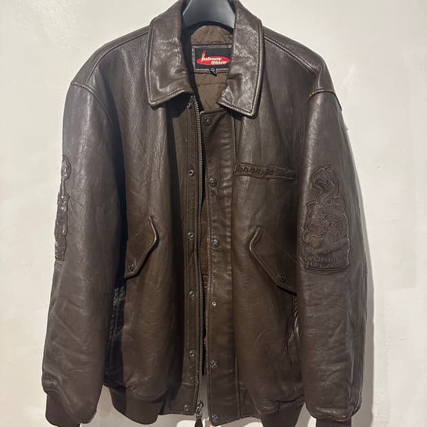 빈티지 00s 조니 블레이즈 힙합 가죽 자켓 