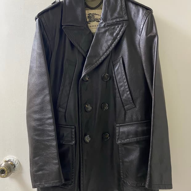 버버리 레더 피코트