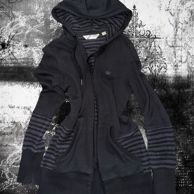 Adidas slim fit striped zip-up