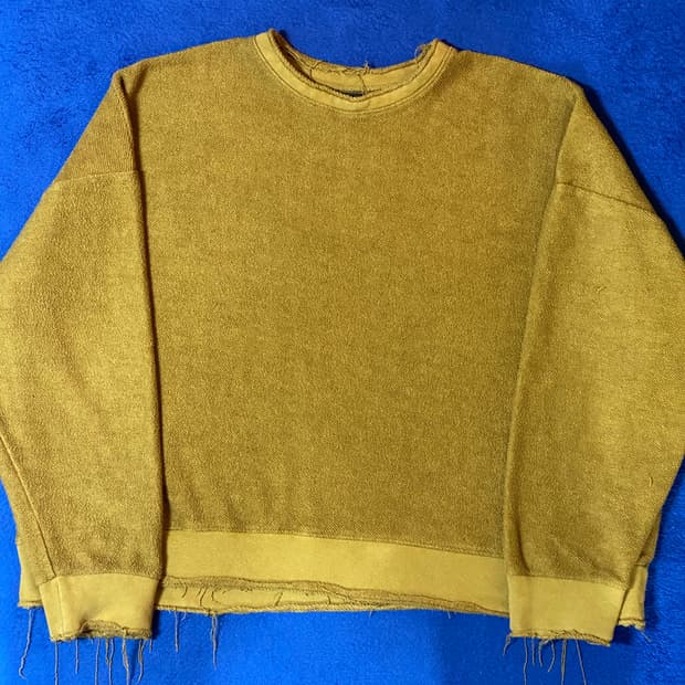 Glamour 글래머 루즈핏 그런지 스타일 니트 머스타드 그린