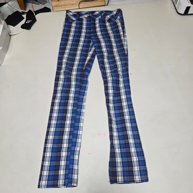 칩먼데이 슬림핏 스키니 체크 팬츠