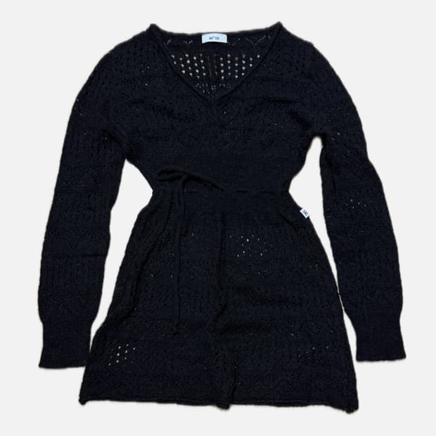 애즈온 짜임니트 원피스 블랙