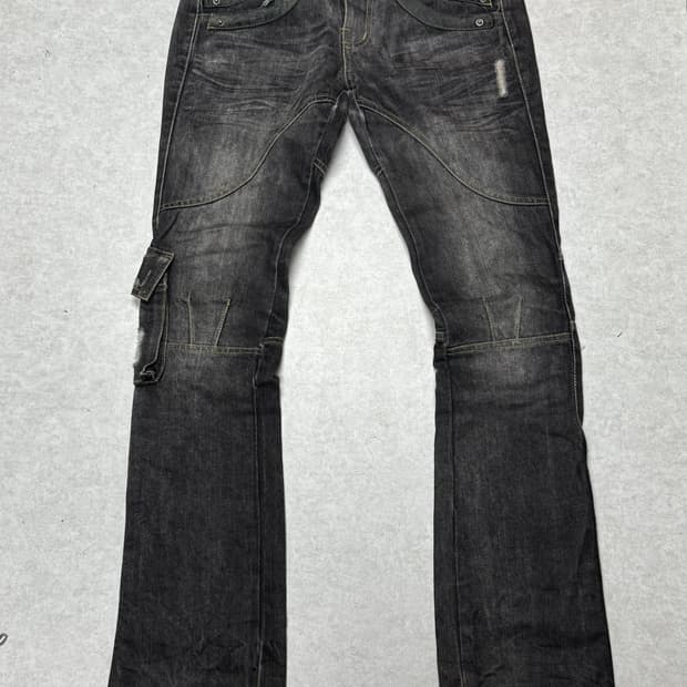 데미지 워싱 버클 팬츠 