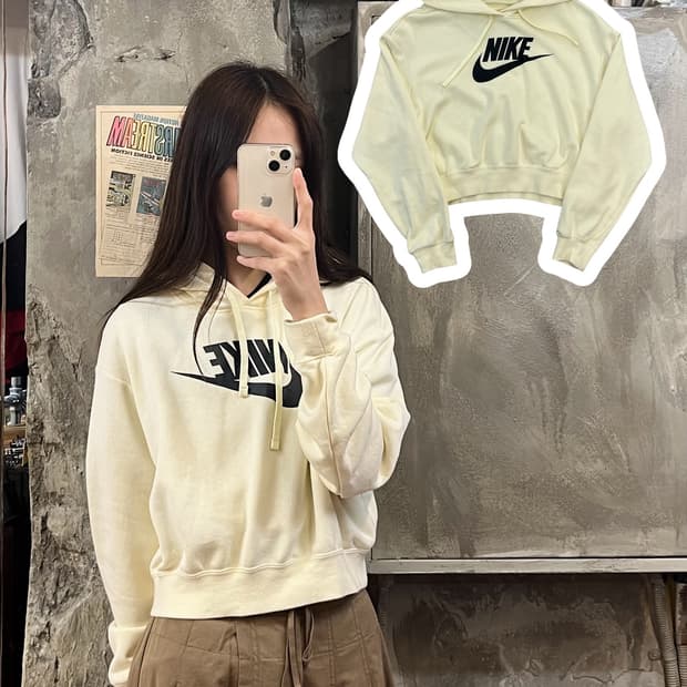 나이키 크롭 후드집업 아이보리 S #csz570