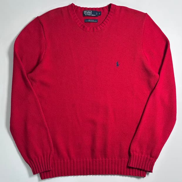 폴로 랄프로렌 레드 코튼 니트