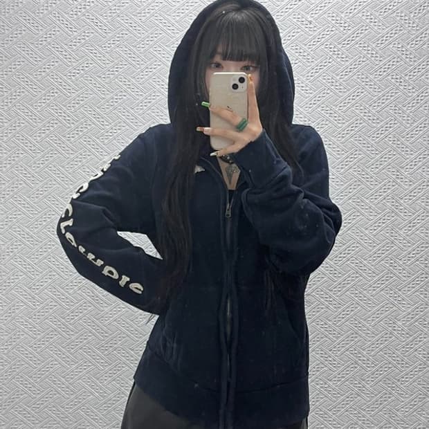 아베크롬비 올드스쿨 레트로 빈티지 슬리브로고 후드집업 XL C09577