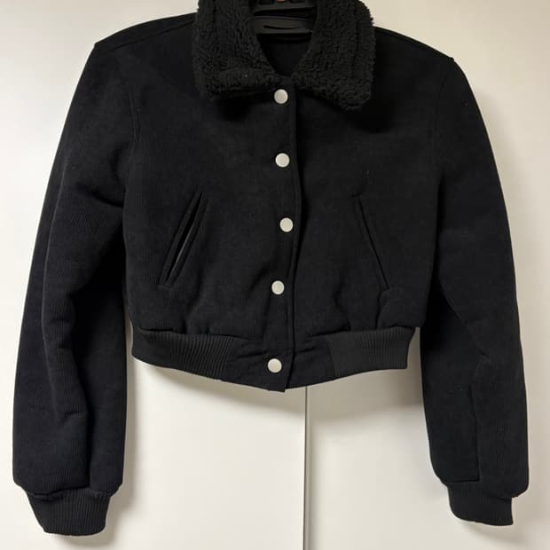 블랙 골덴 크롭 양털 자켓