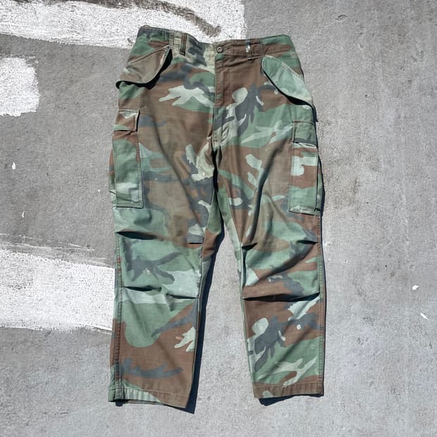 미군 80s OG 우드랜드 썬 페이드 카모 BDU 카고팬츠