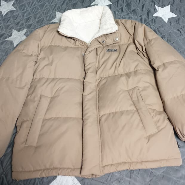 후아유 오버핏 리버시블 양털 패딩 점퍼 베이지 베이지 (S)