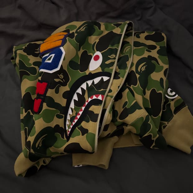 베이프 하프 집업 그린카모