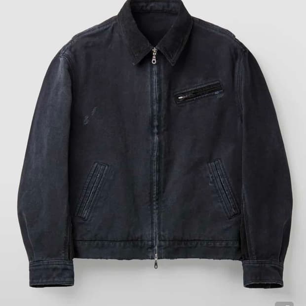 쿠어 오버 다잉 페이디드 데미지 워크 자켓 (워시드 블랙)