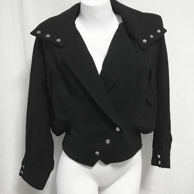 빈티지 긱시크 아카이브 사선 버튼 하이넥 울 자켓