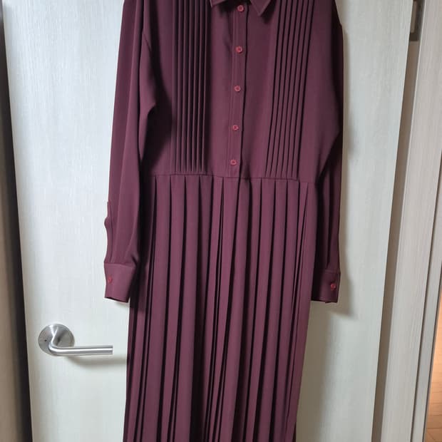 로우클래식 플리츠 원피스 드레스 버건디 m 셔츠원피스