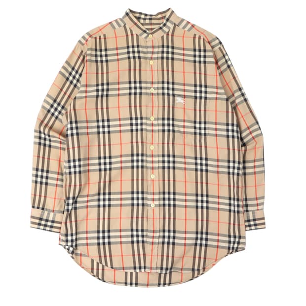 버버리 헨리넥 베이지 노바체크 셔츠