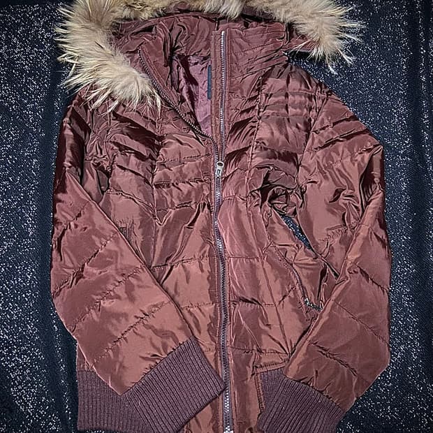 2000s 락시크 버건디 퍼 패딩 