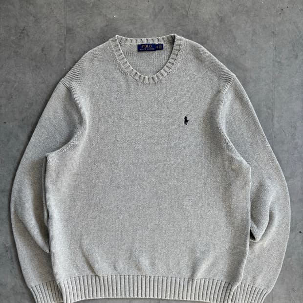 폴로랄프로렌 신형라벨 그레이 라운드넥 니트