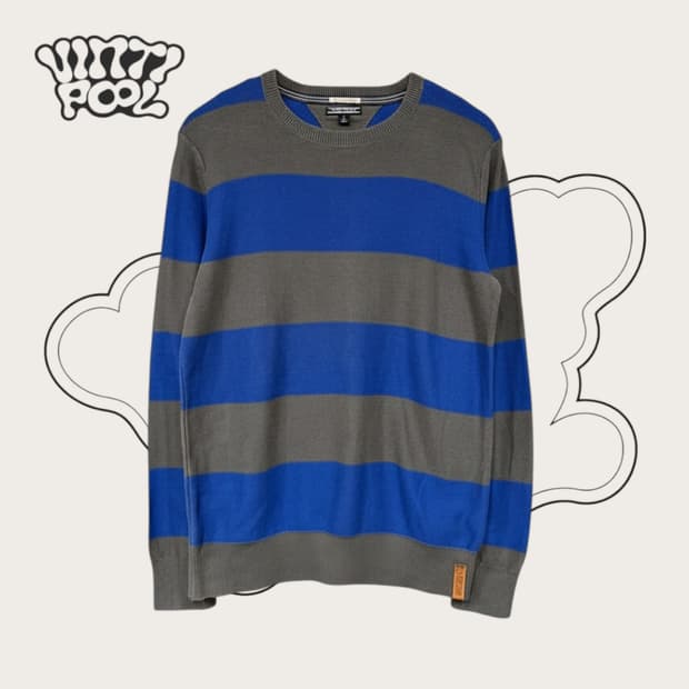 타미힐피거 단가라 니트 M 카키 블루