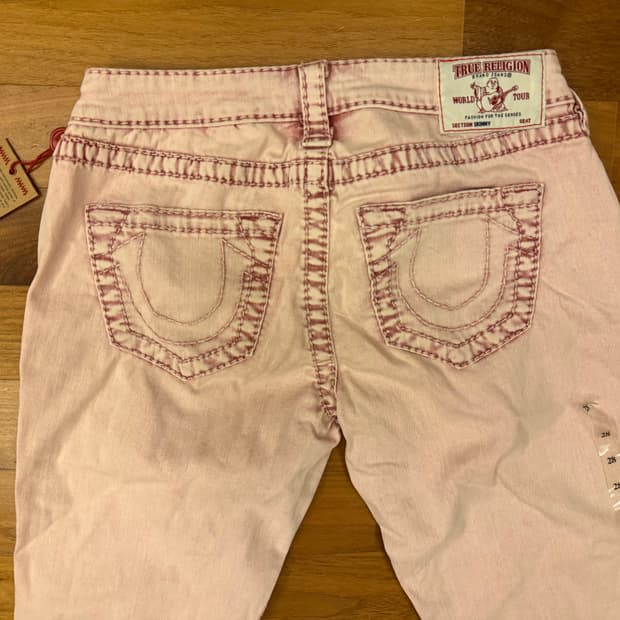 TrueReligion 트루릴리전 딸기우유색 스키니 바지