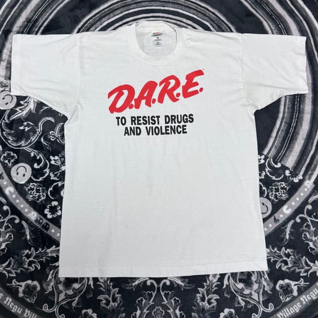 (L) 90s 빈티지 DARE 화이트 티셔츠 후룻