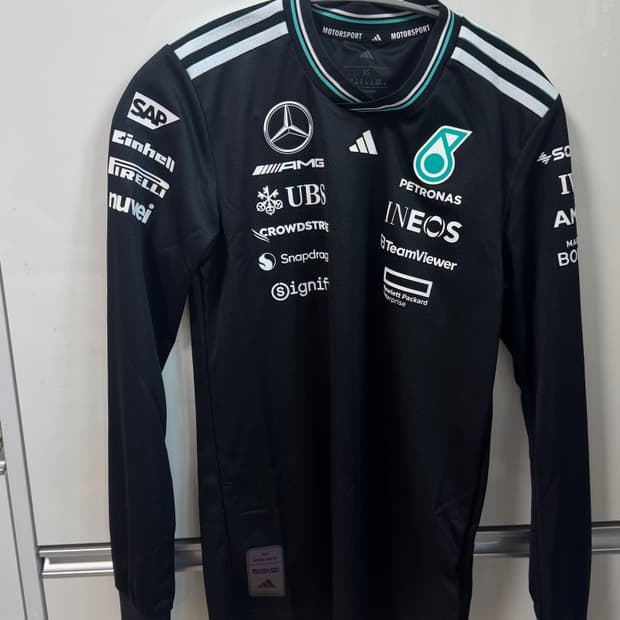 F1 메르세데스 어센틱 팀 유니폼 긴팔 티셔츠