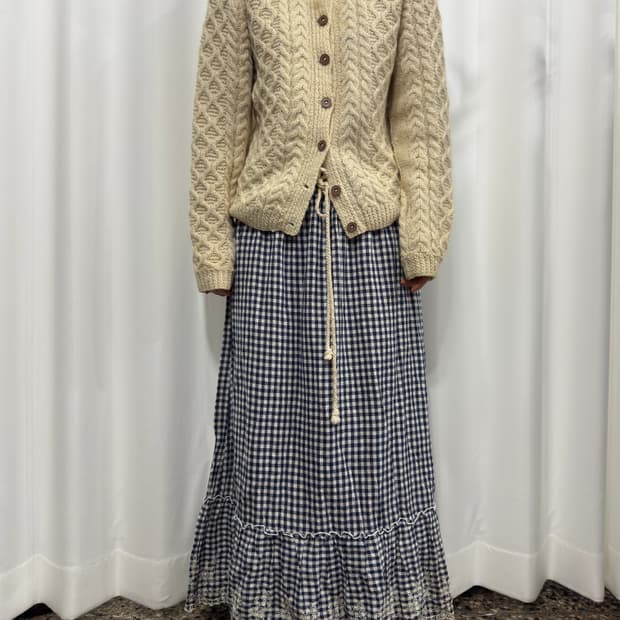 mori check long skirt