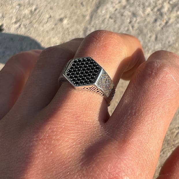 오닉스 실버 시그넷 링