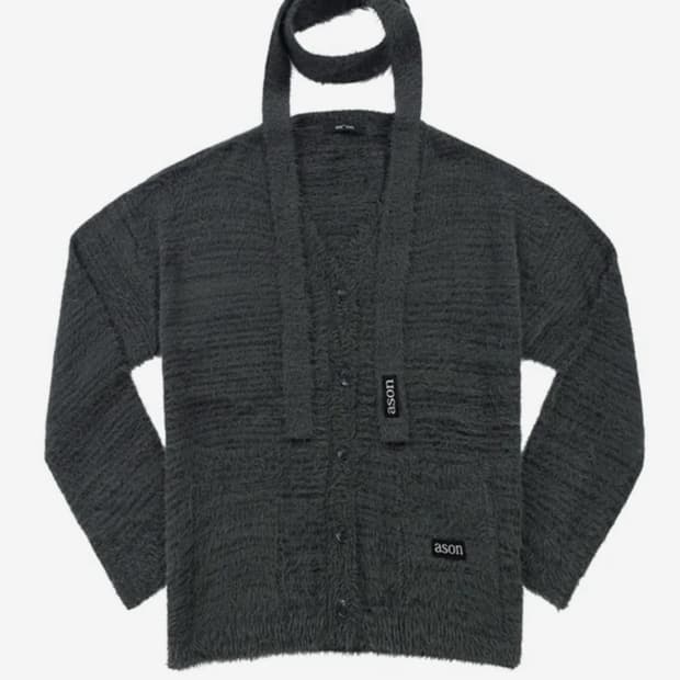 애즈온 루카 타이 가디건 차콜 