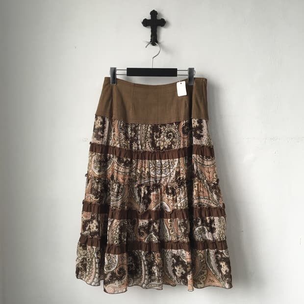 ethnic patch layer skirt