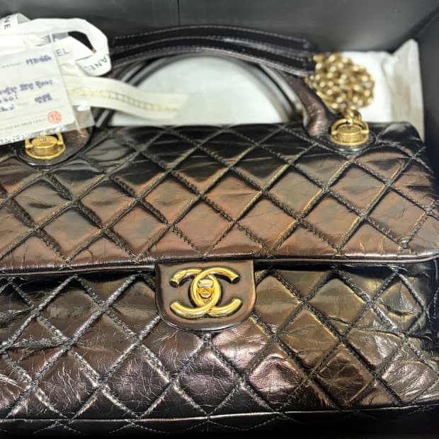 샤넬 빈티지 캐슬락 램스킨 탑 핸드백 (정품)