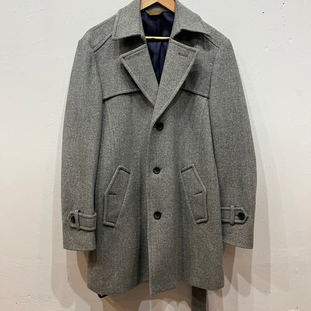 폴스튜어트 헤링본 퓨어울 코트 