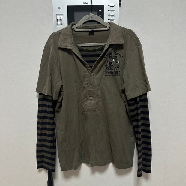 스트라이프 레이어드 롱슬리브