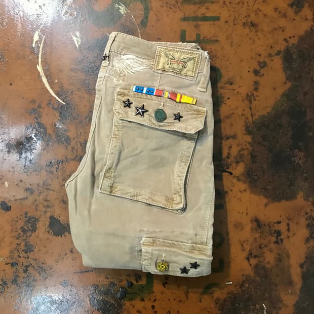 로빈스진 베이지 코튼 카고 스키니 팬츠 골반 28 사이즈