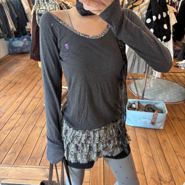 히스테릭글래머 스컬 레이어드 캉캉 원피스