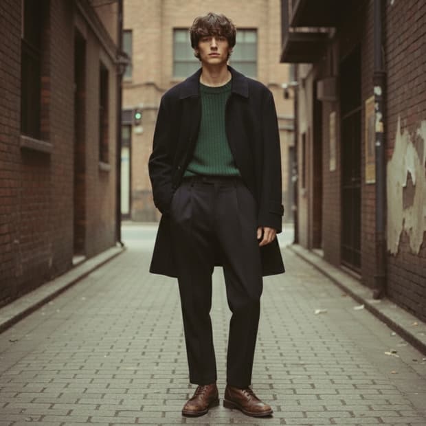 올렉 카시니 캐시미어100% 빈티지 블랙 하프 코트