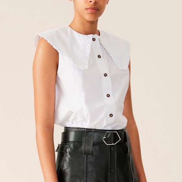 ganni poplin sleeveless shirt